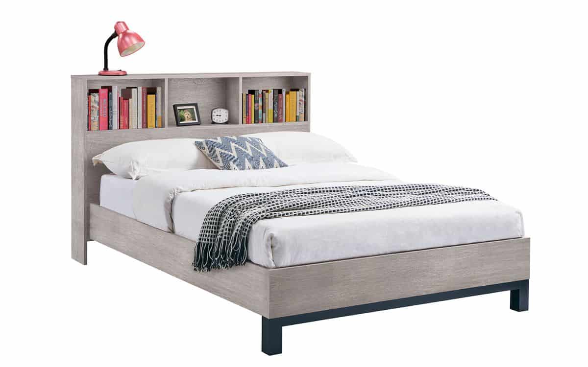 Batu 5ft Bookcase Headboard Bed - Grey Oak | Buy Online | Beds.ie