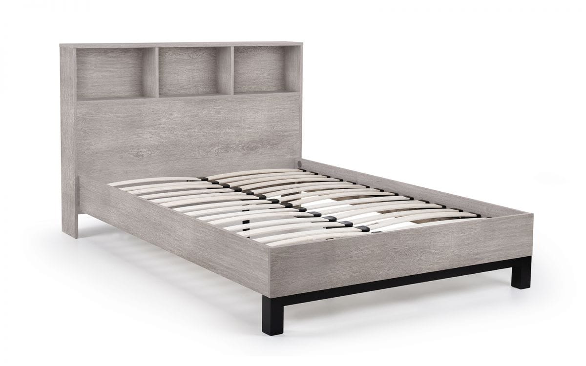 Batu 5ft Bookcase Headboard Bed - Grey Oak - Image 2