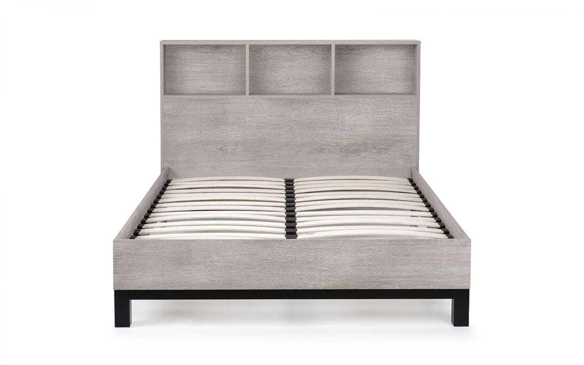Batu 5ft Bookcase Headboard Bed - Grey Oak - Image 3