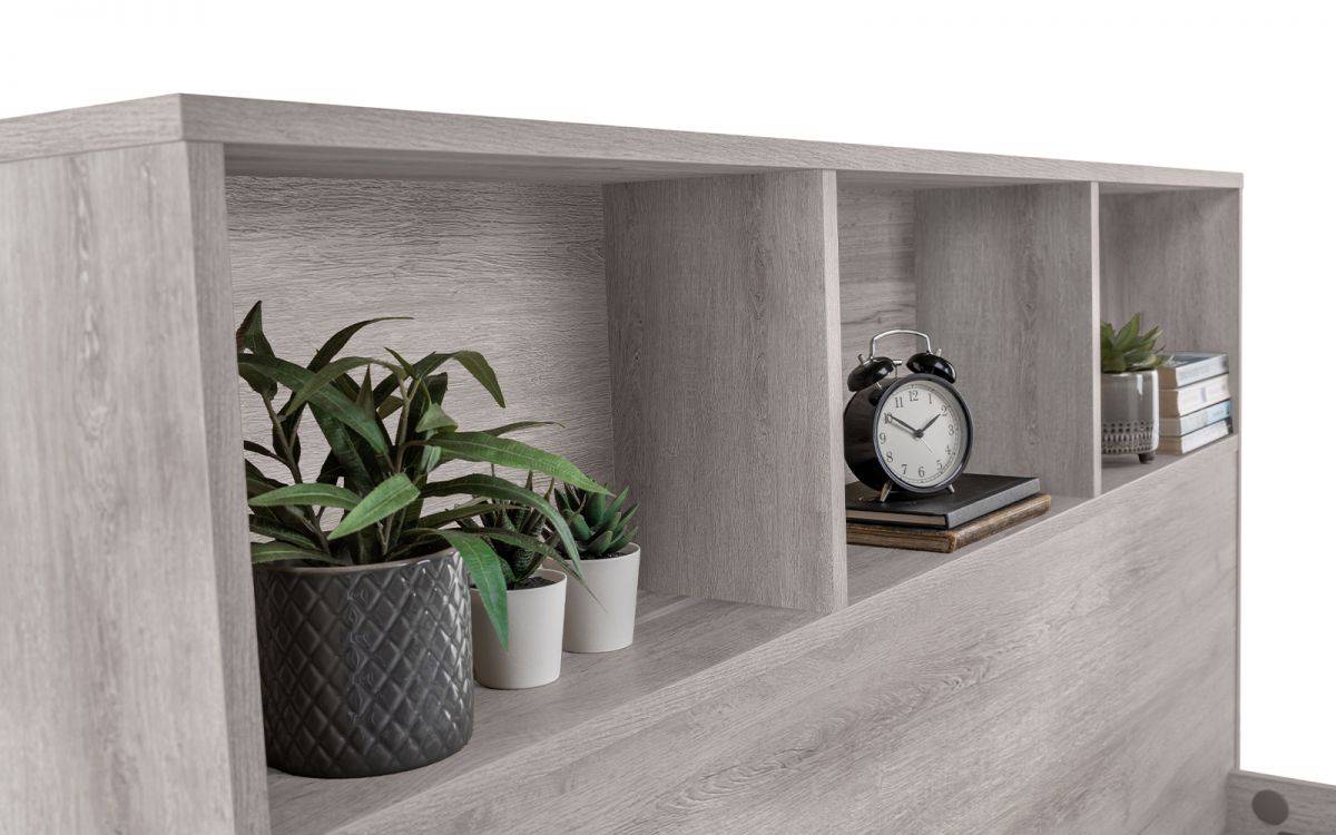 Batu 5ft Bookcase Headboard Bed - Grey Oak - Image 4