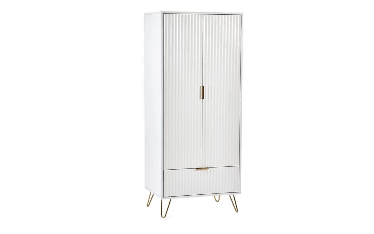 Murphy 2 Door 1 Drawer Wardrobe - Matte White - Image 2