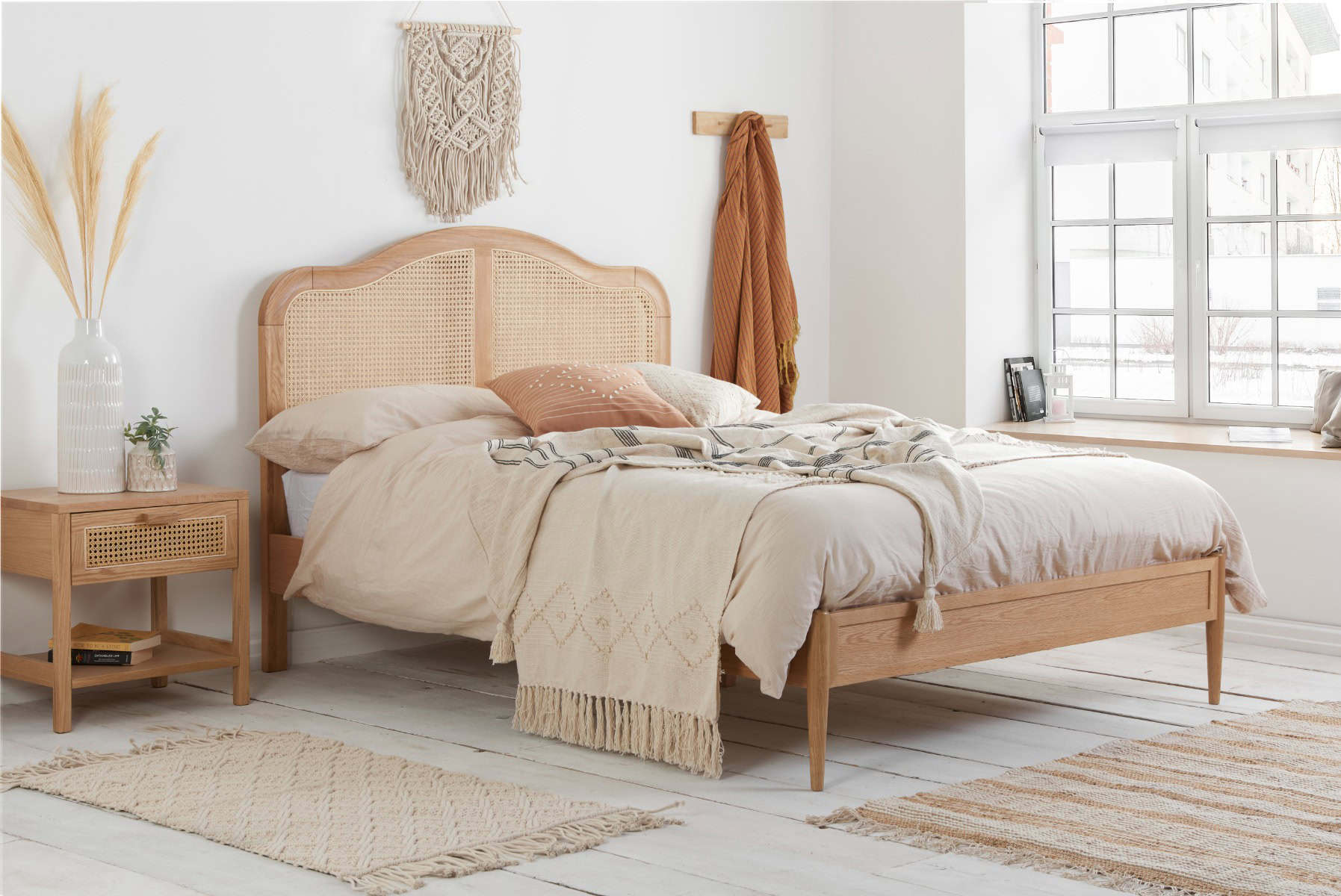6ft Leonie Rattan Bedframe - Oak | Buy Online | Beds.ie