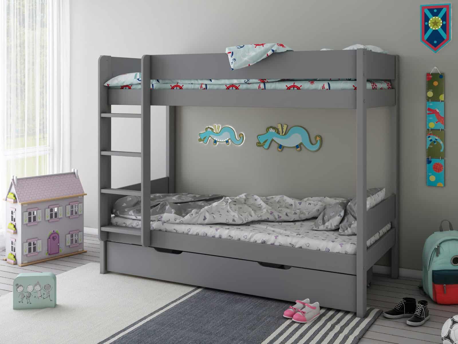Kids Avenue Estella Grey Bunk Bed with Drawer | Buy Online | Beds.ie