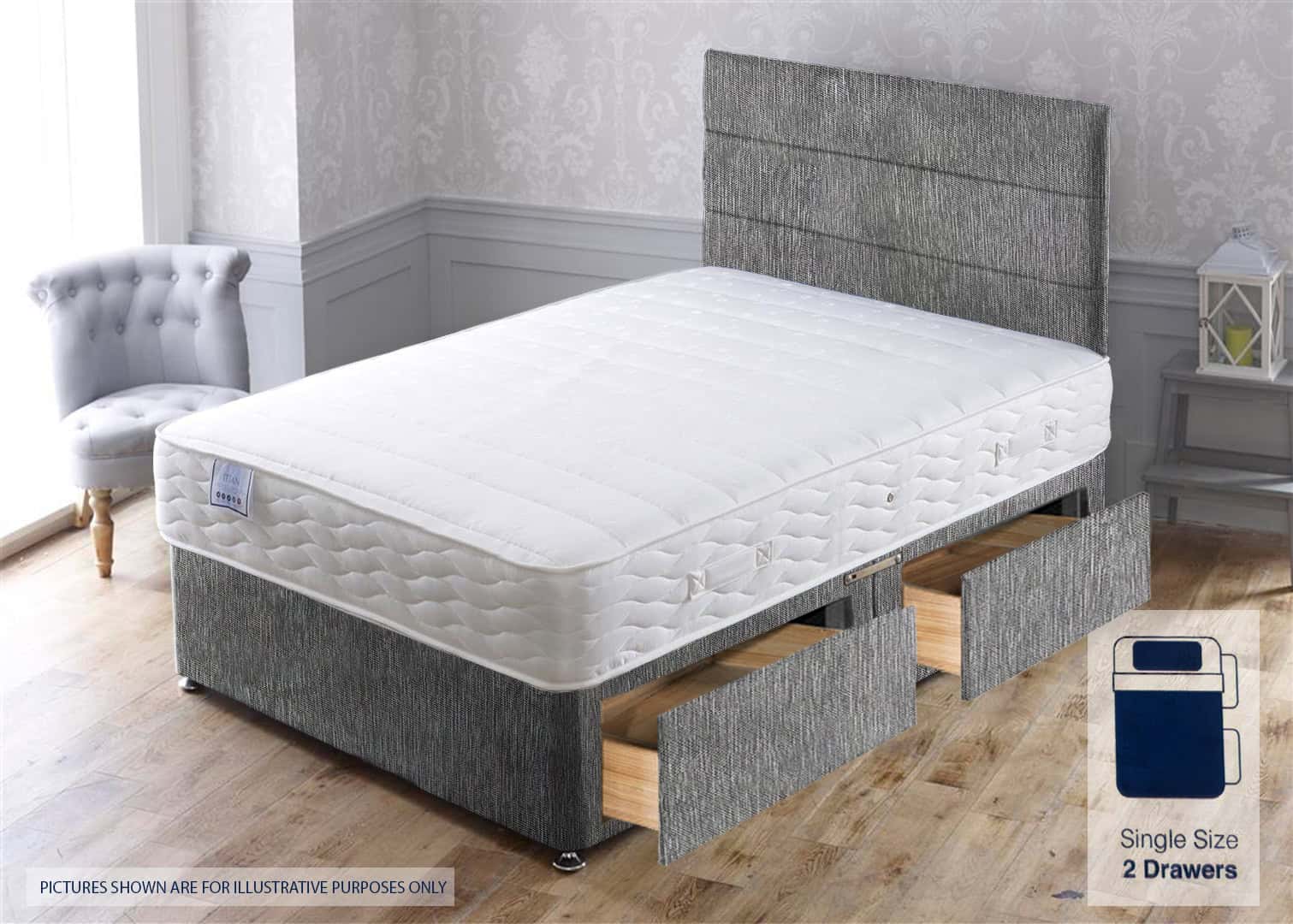 Apollo 4ft Titan 4 Drawer Bed - House Grey | Buy Online | Beds.ie
