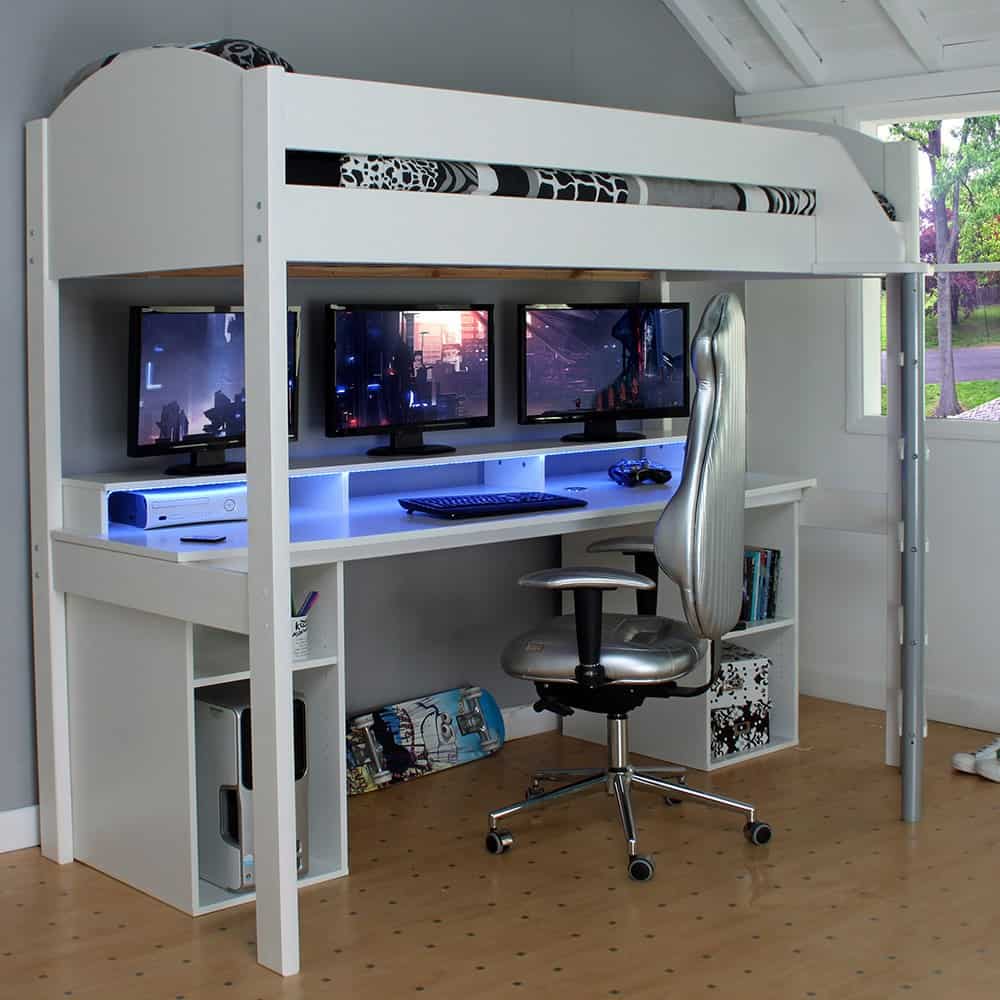 Kids Avenue Noah 1 Gaming High Bed - White | Buy Online | Beds.ie