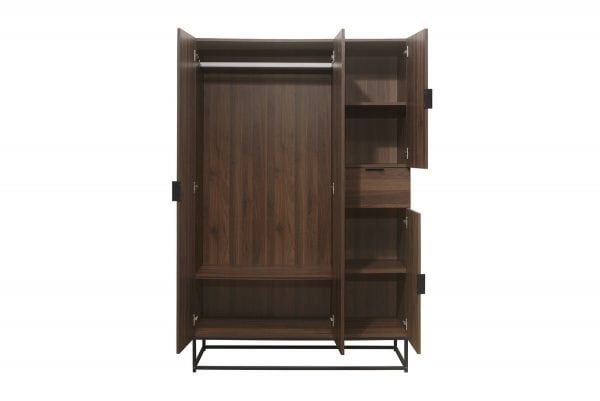 Houston 4 Door Wardrobe - Walnut - Image 3