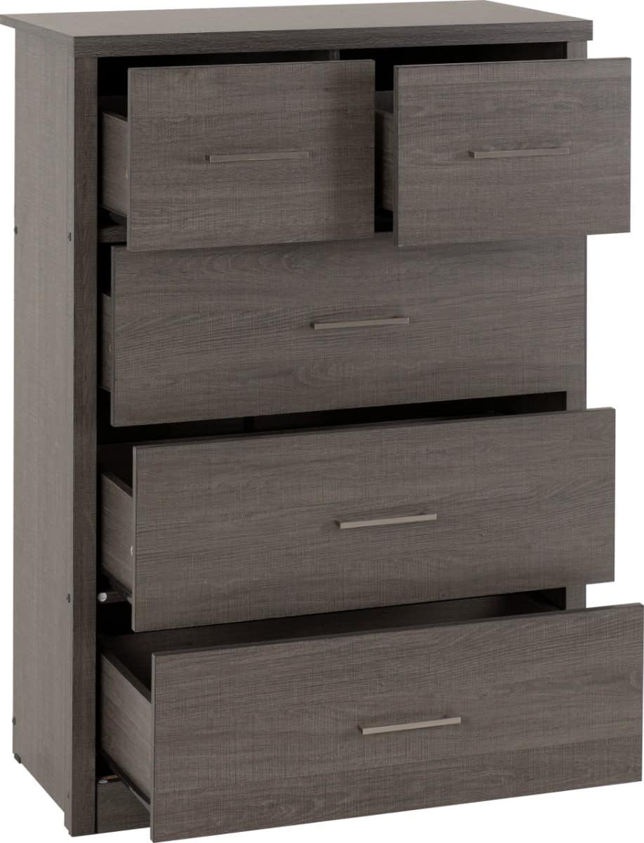 Lisbon 3+2 Drawer Chest - Black Wood Grain - Image 2