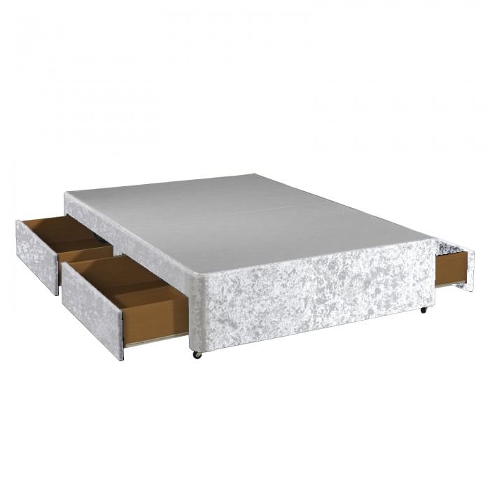 Apollo 4ft6 Glitz Ice White 4 Drawer Divan Base | Buy Online | Beds.ie