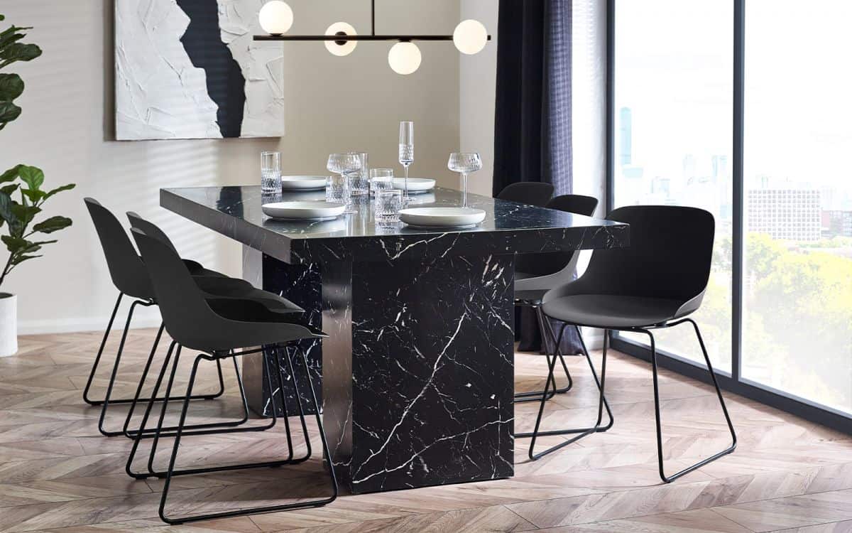 Romanus Dining Table - Black Marble Effect | Buy Online | Beds.ie