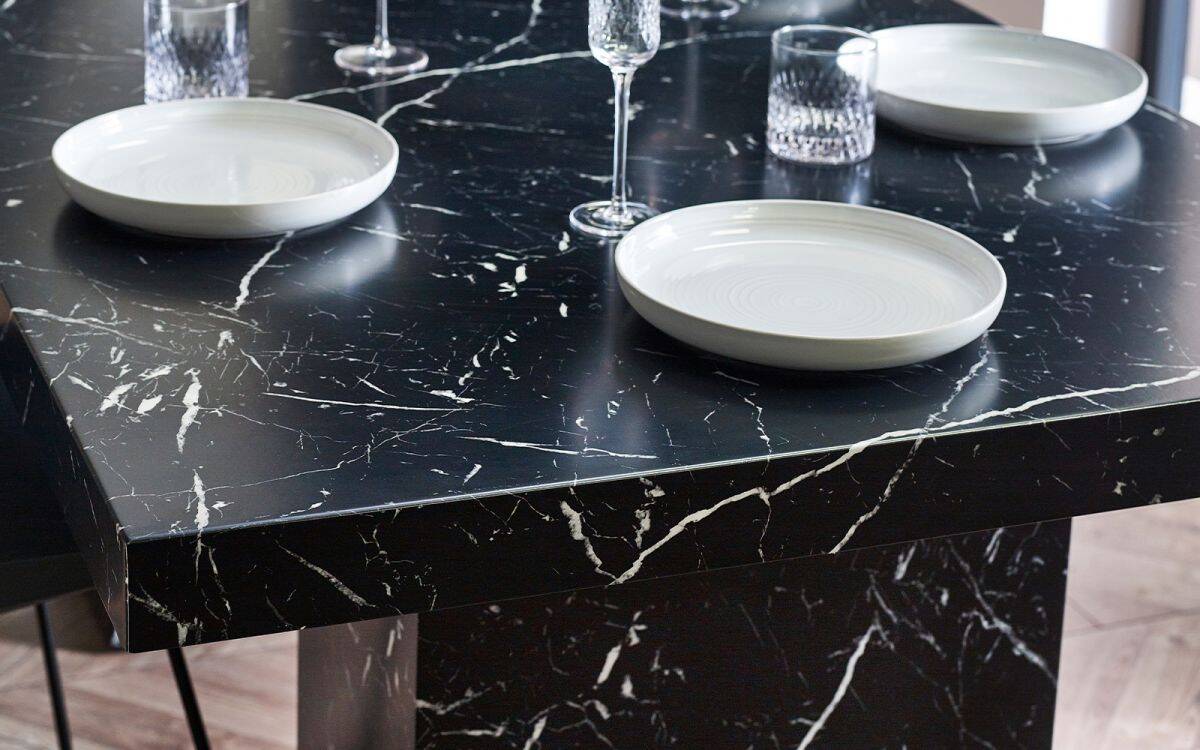 Romanus Dining Table - Black Marble Effect - Image 5
