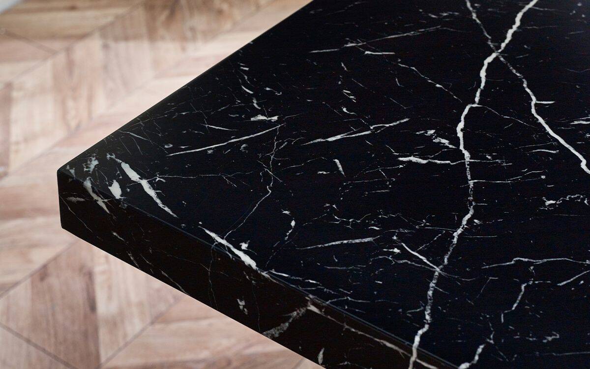 Romanus Dining Table - Black Marble Effect - Image 7
