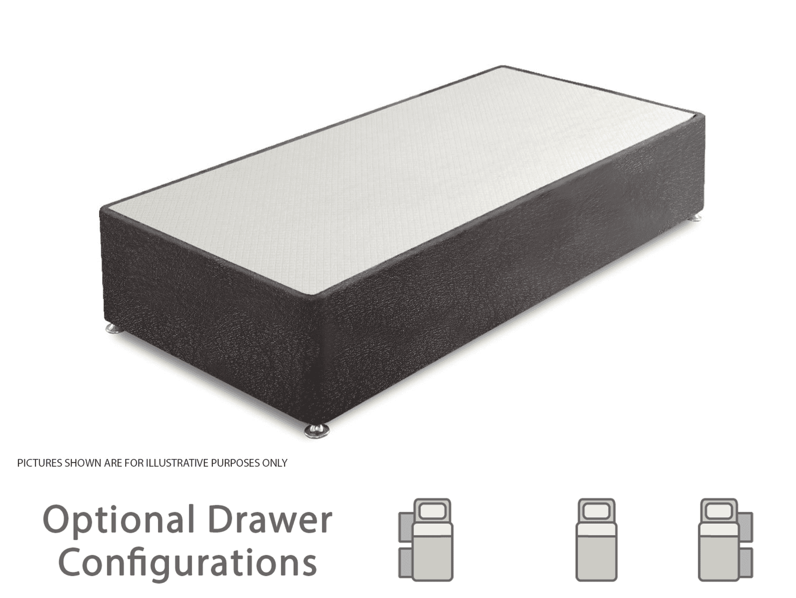Granada 3ft Divan Base - Black Faux Leather - Image 2