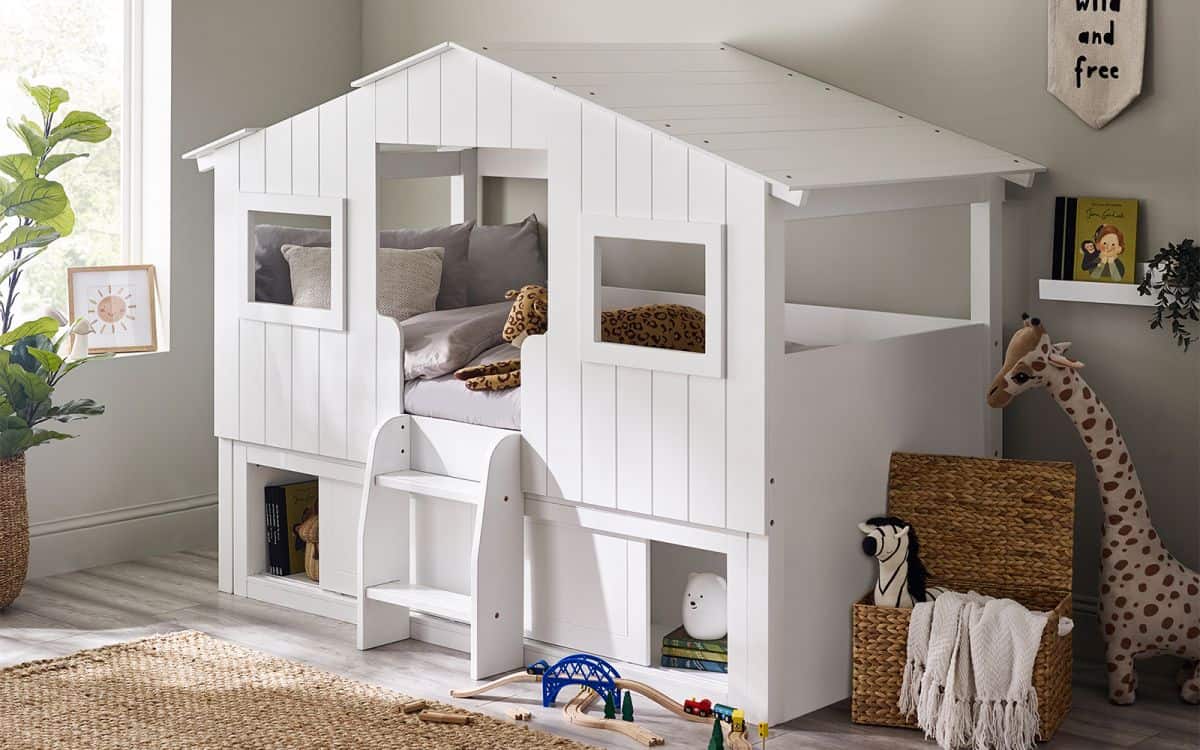 Oak Treehouse Midsleeper & Storage Unit - White | Buy Online | Beds.ie