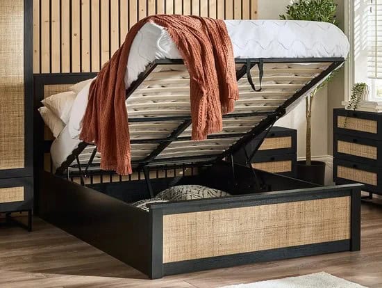 Corbridge 5ft Rattan Ottoman Bedframe - Black | Buy Online | Beds.ie