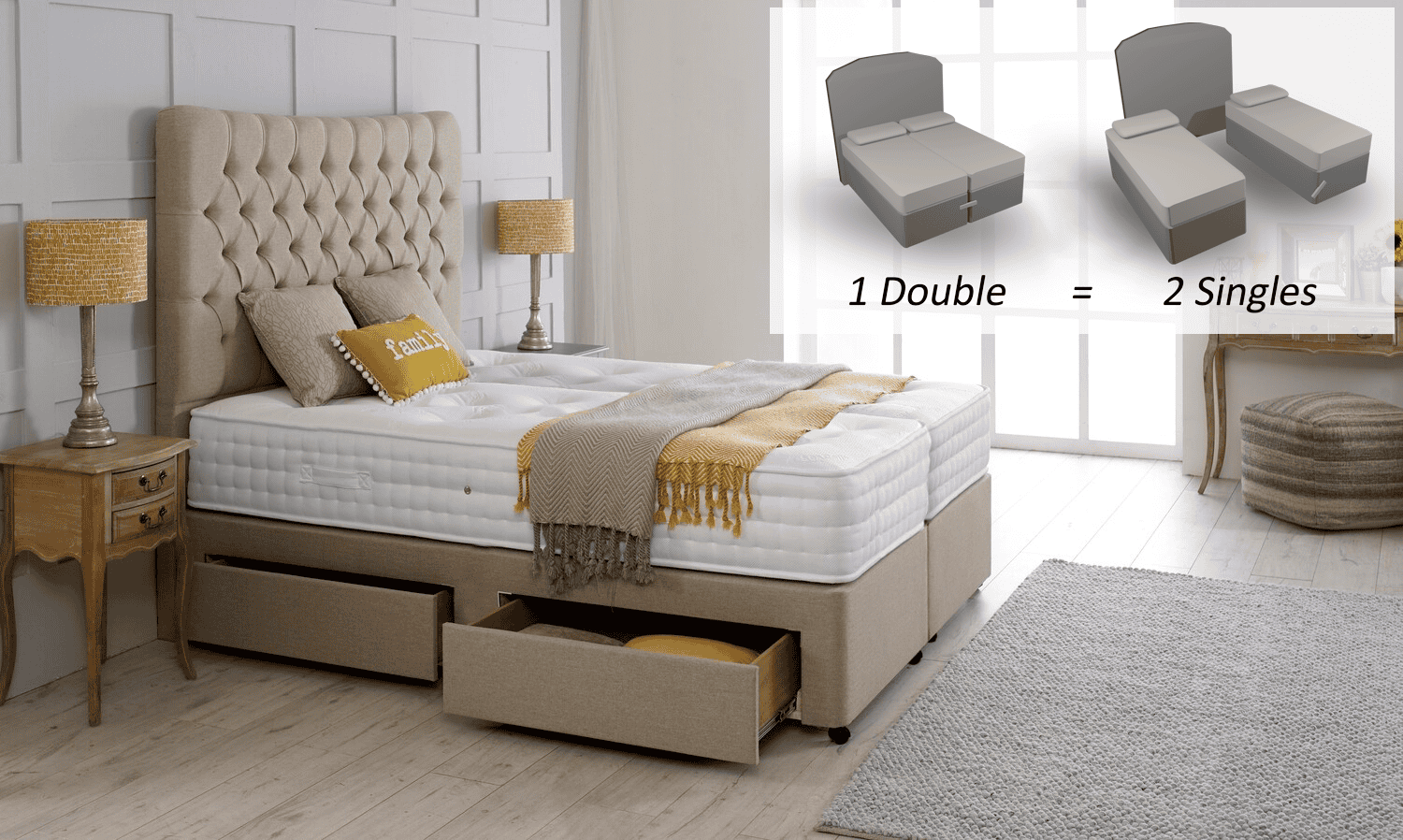 Healthbeds 6ft Enviro-Lux 2000 4 Drawer Zip & Link Bed (VEGAN) | Buy Online | Beds.ie