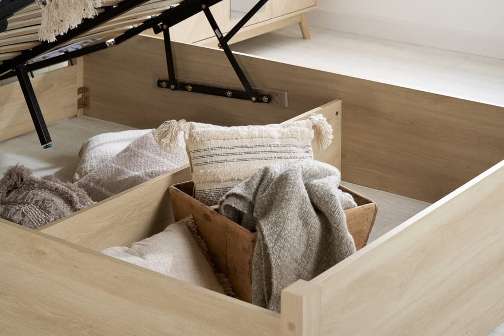 Herringford 4ft6 Ottoman Bedframe - Oak - Image 4