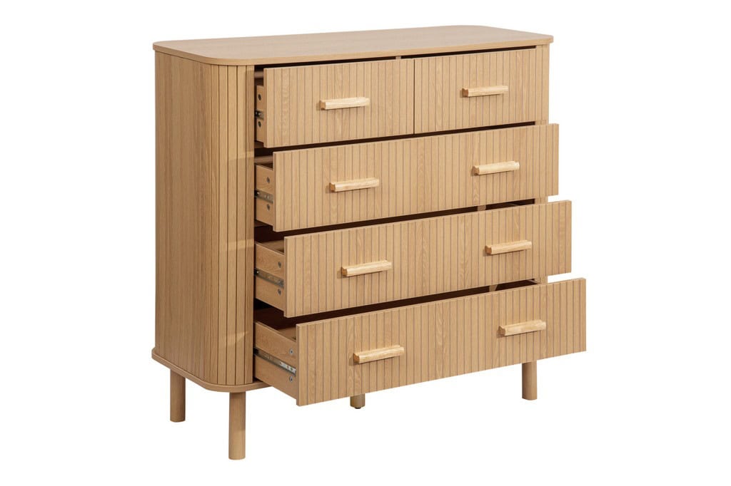 Axel 5 Drawer Fluted Chest - Oak - Image 2