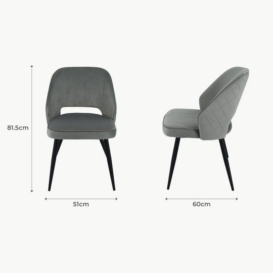 Sutton Chair - Grey Velvet (Set of 2) - Image 6