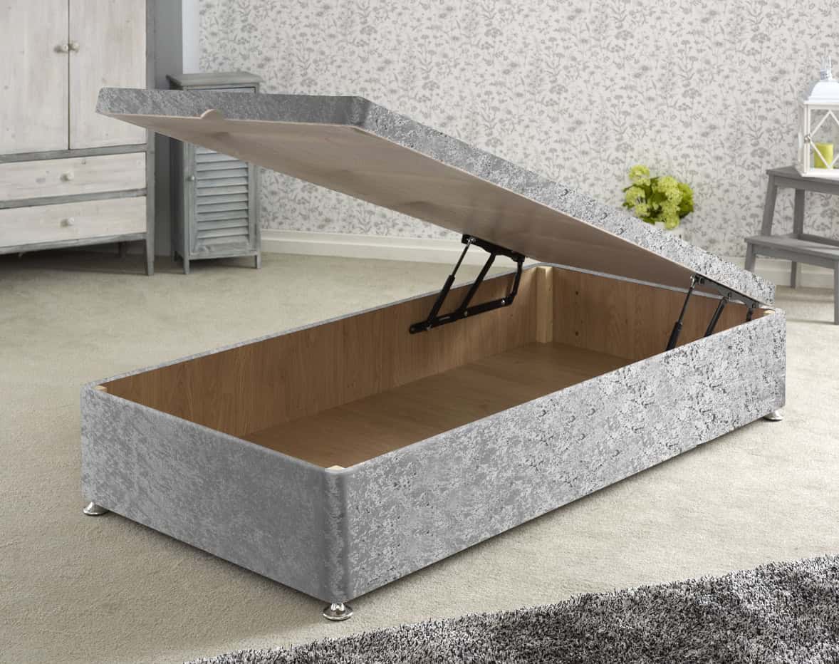 Apollo 3ft Glitz Silver Front Opening Ottoman Base | Buy Online | Beds.ie