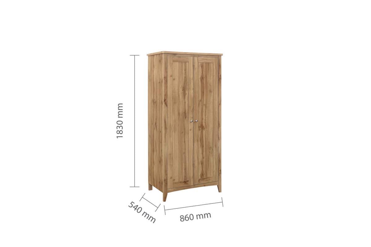 Hampstead 2 Door Wardrobe - Oak - Image 6