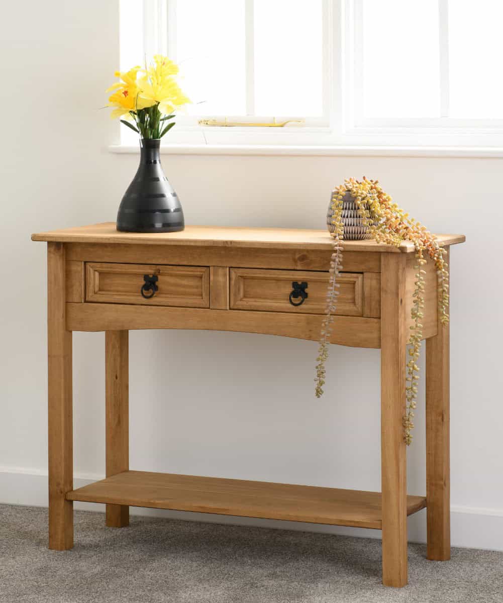 Corona 2 Drawer Console Table - Waxed Pine | Buy Online | Beds.ie
