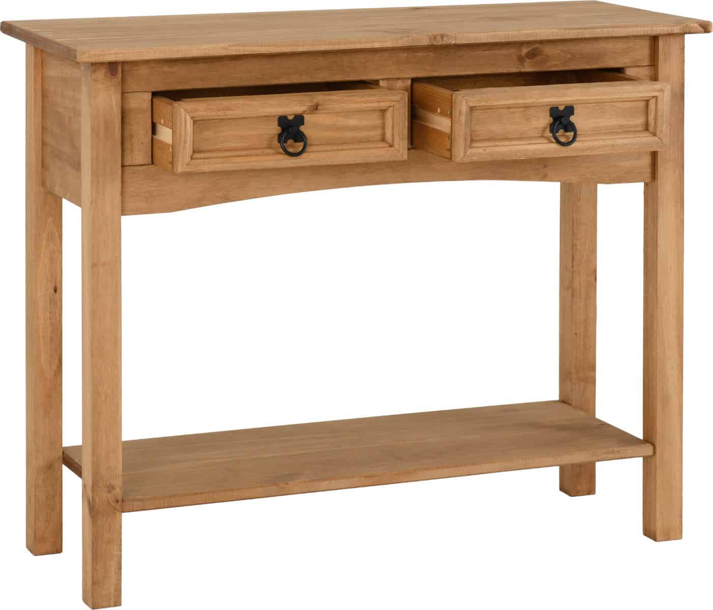 Corona 2 Drawer Console Table - Waxed Pine - Image 3