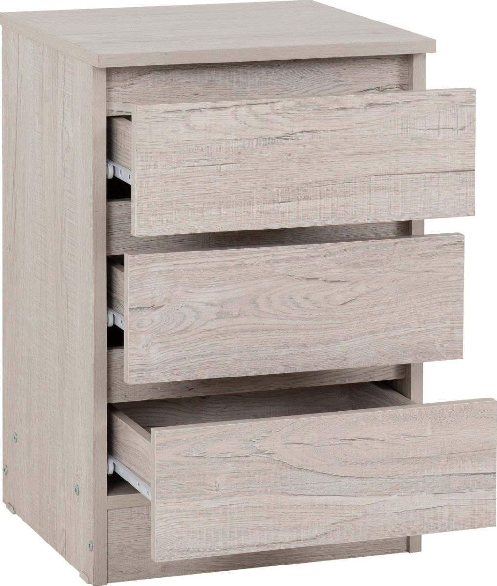 Malvern 3 Drawer Bedside - Urban Snow - Image 2