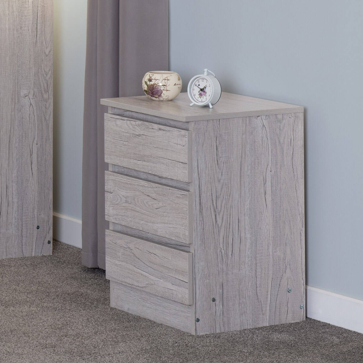 Malvern 3 Drawer Bedside - Urban Snow - Image 7