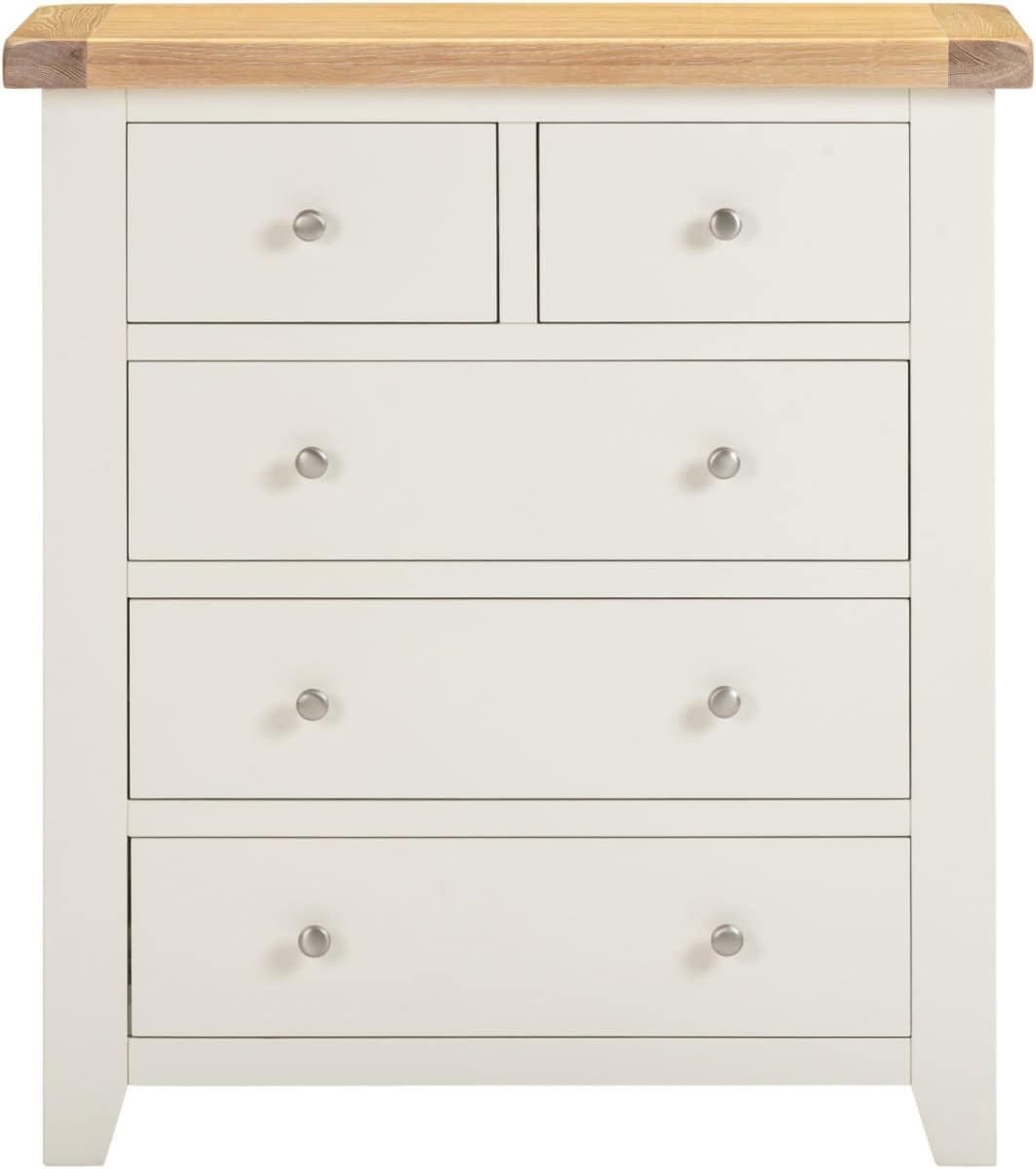 Windsor 3+2 Drawer Chest - Ivory & Oak - Image 2