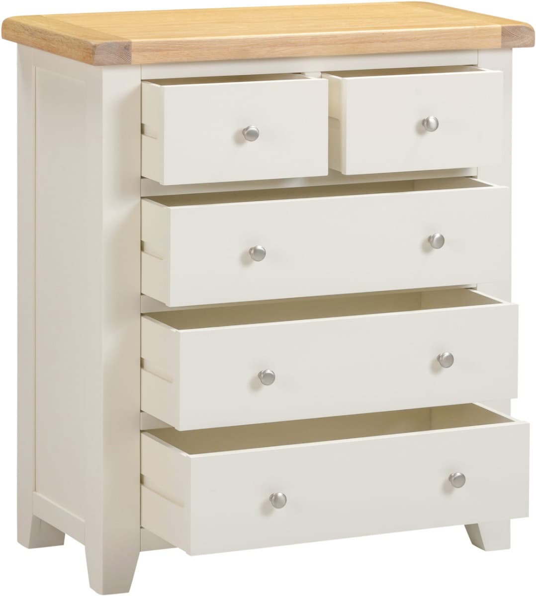 Windsor 3+2 Drawer Chest - Ivory & Oak - Image 4
