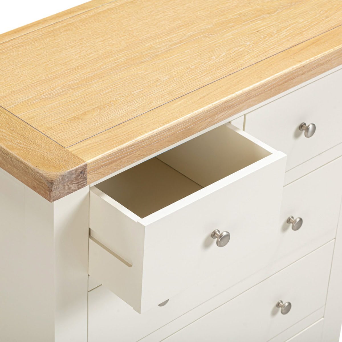 Windsor 3+2 Drawer Chest - Ivory & Oak - Image 5