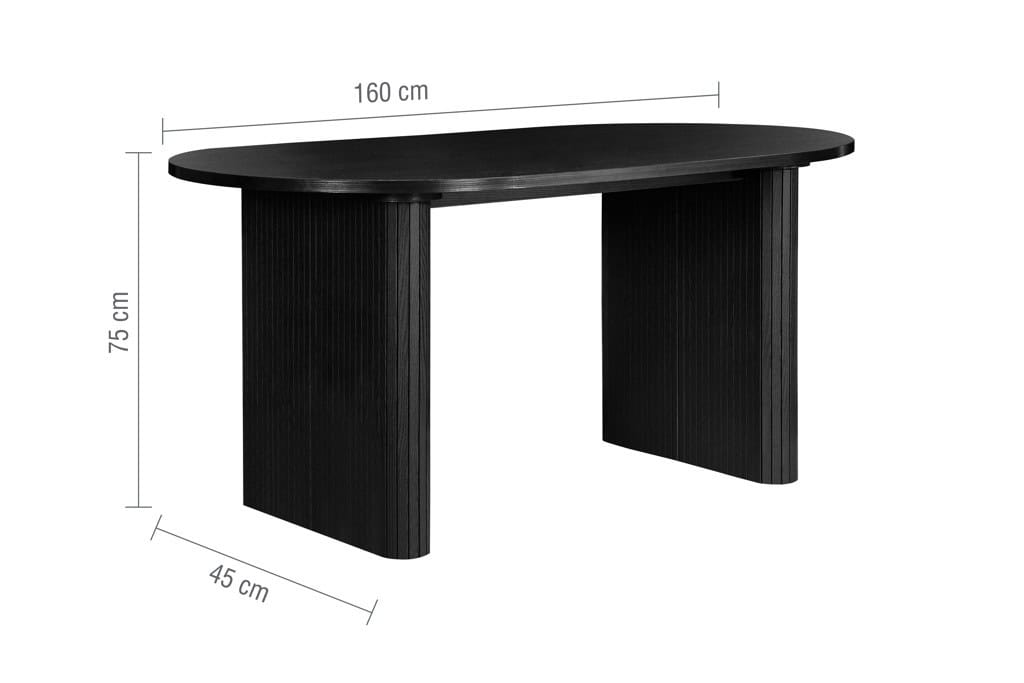 Axel Oval Fluted Dining Table - Black - Image 6
