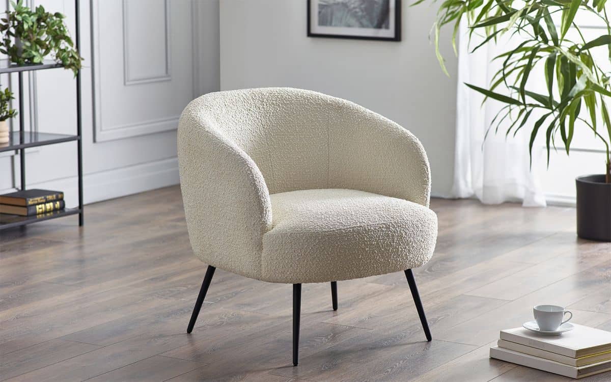 Hadid Boucle Accent Chair - Ivory | Buy Online | Beds.ie