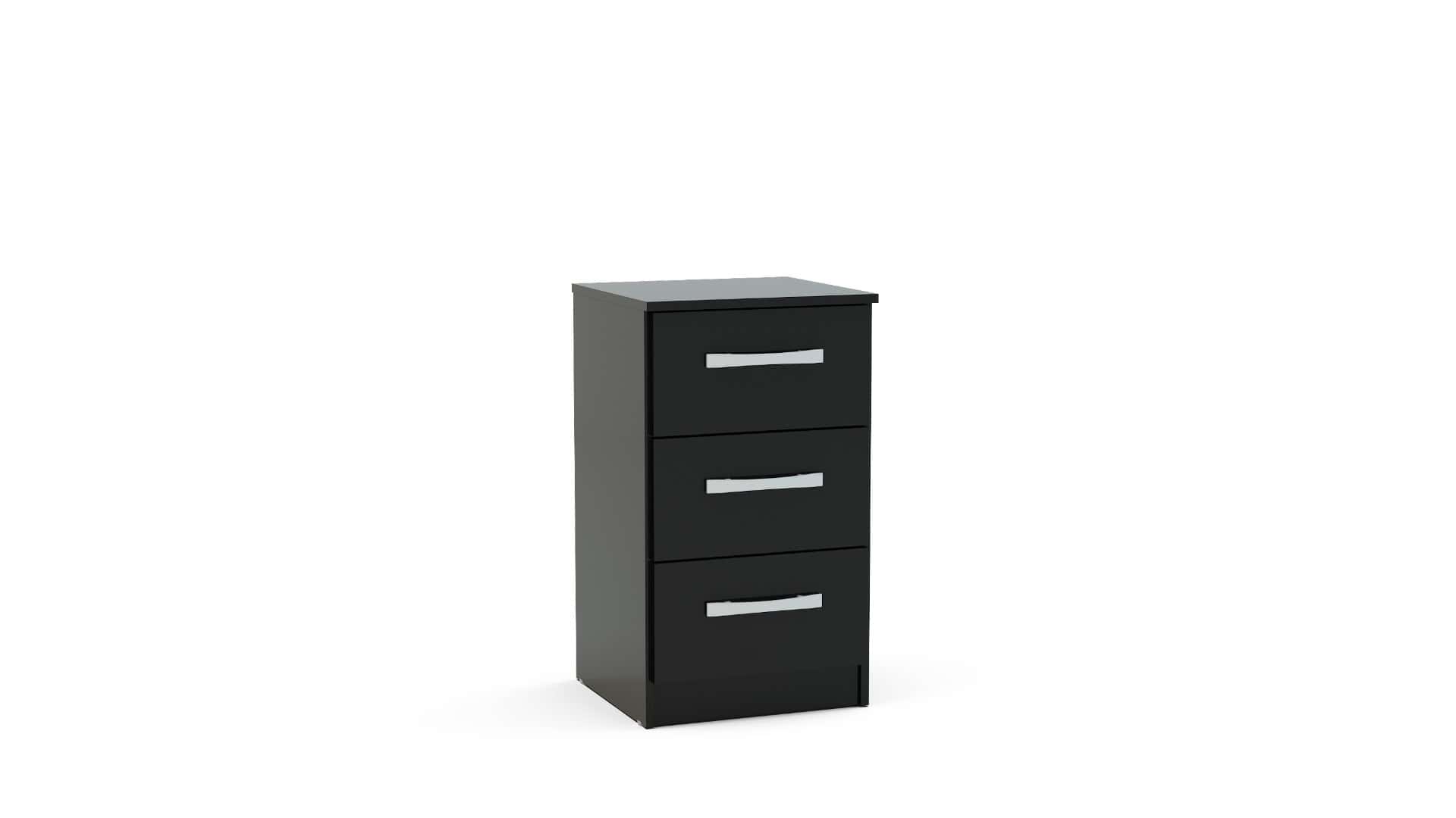 Lynx 3 Drawer Bedside - Black | Buy Online | Beds.ie