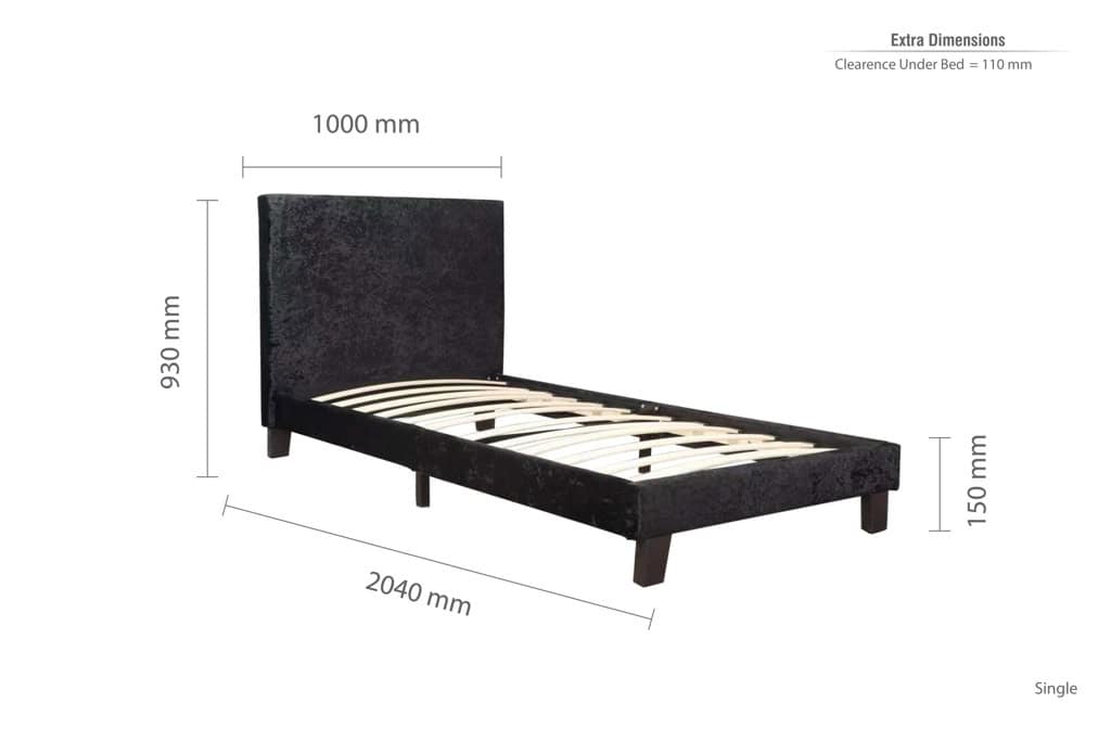Berlin 3ft Bedframe in Black Crushed Velvet - Image 7