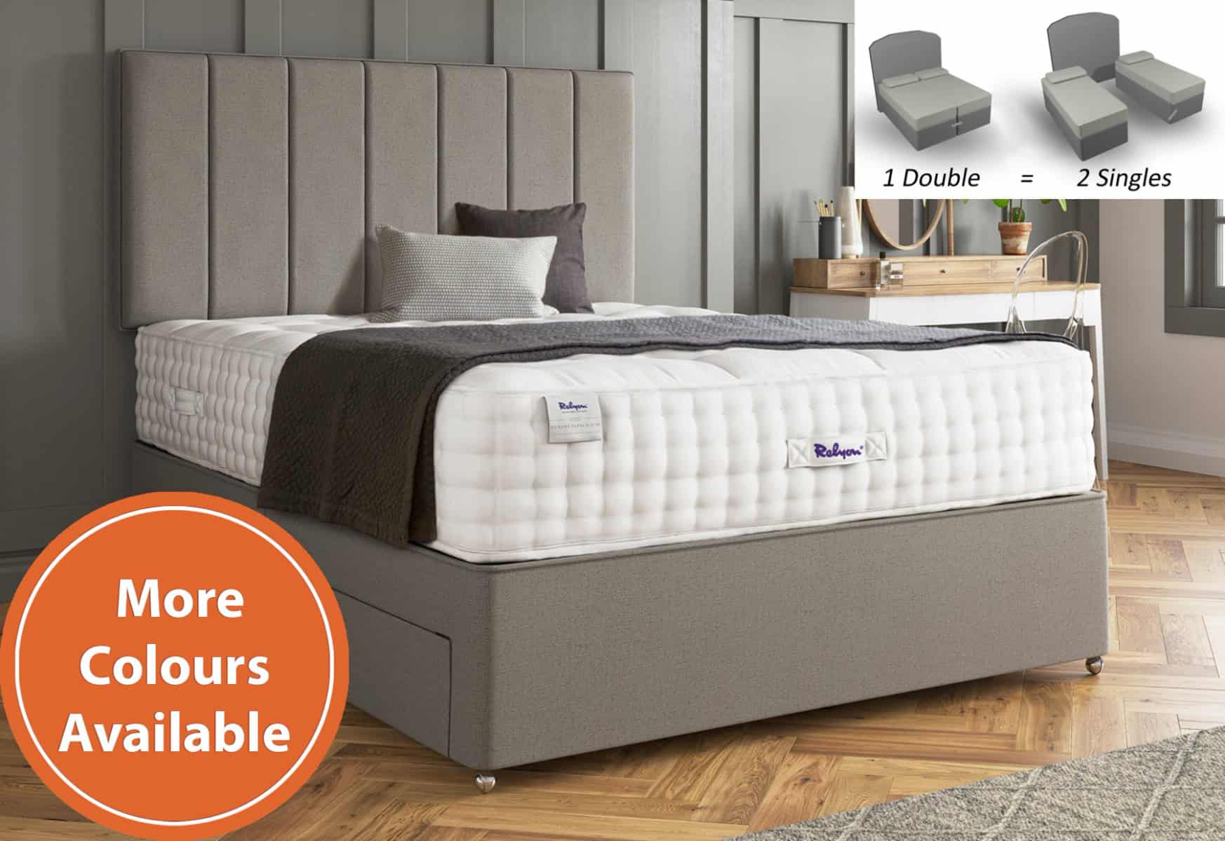 Relyon 6ft Luxury Alpaca Zip & Link Divan Bed Set - Image 5
