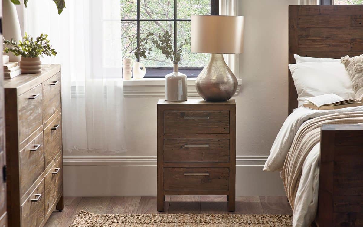 Heron 3 Drawer Bedside - Reclaimed Pine | Buy Online | Beds.ie