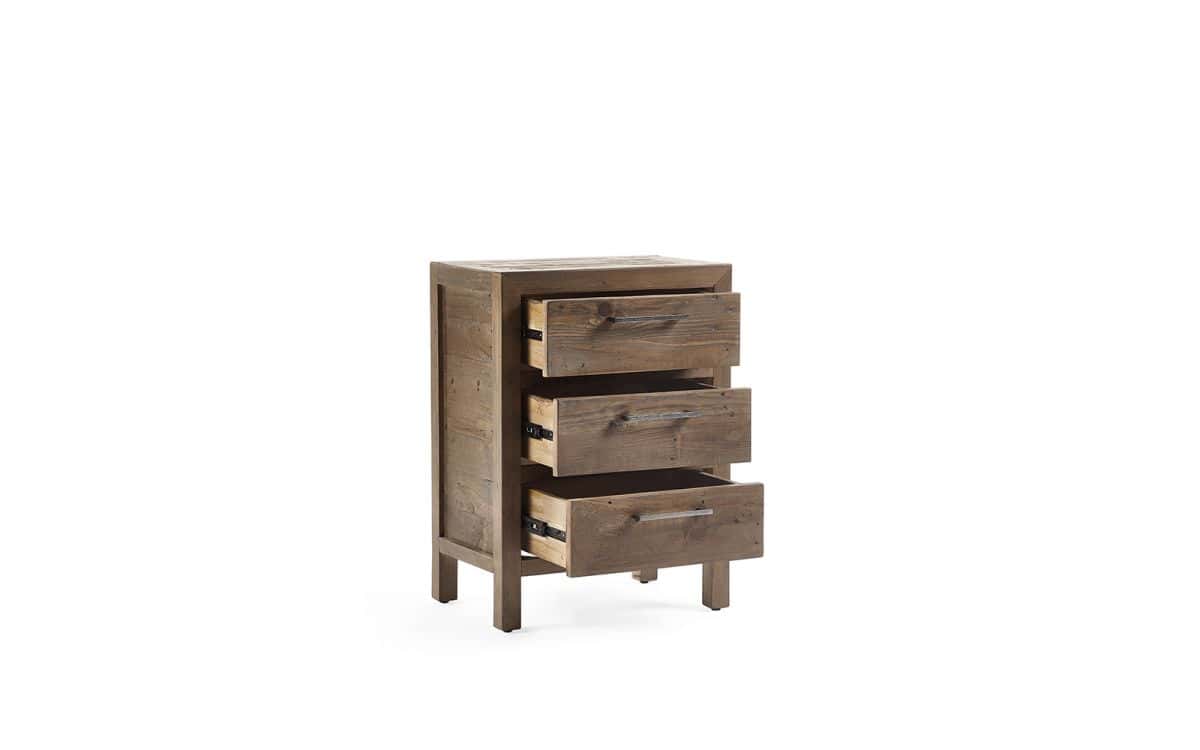 Heron 3 Drawer Bedside - Reclaimed Pine - Image 3