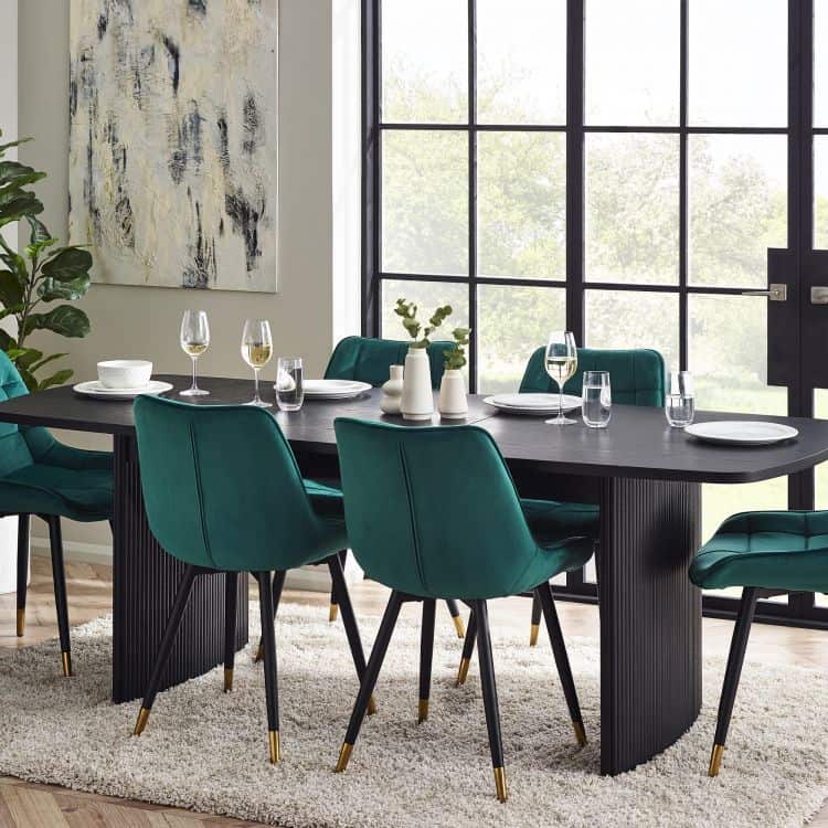 Louanne Fluted Extending Dining Table - Black | Buy Online | Beds.ie