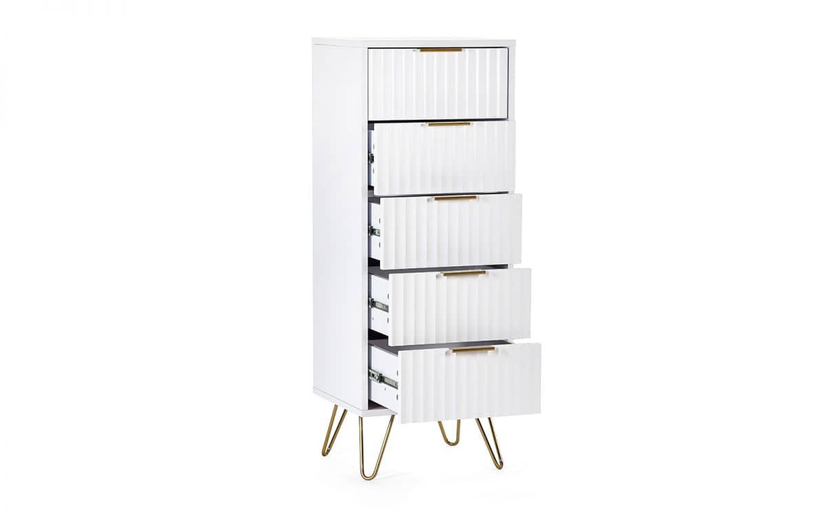 Murphy 5 Drawer Tallboy - Matte White - Image 4