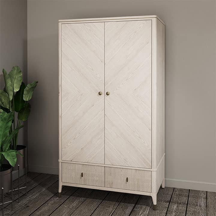 Diletta Wardrobe 2 Door 2 Drawer - Stone - Image 3