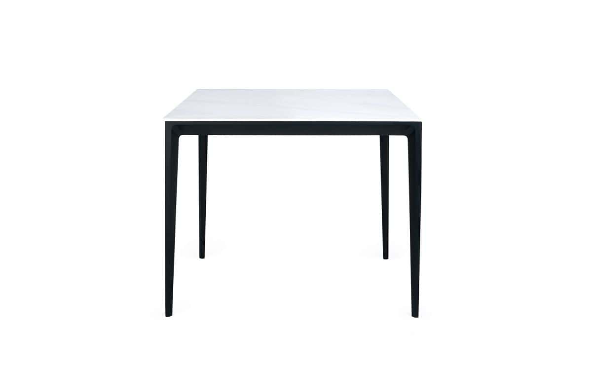 Boca Square Stone Top Dining Table - White Marble - Image 2