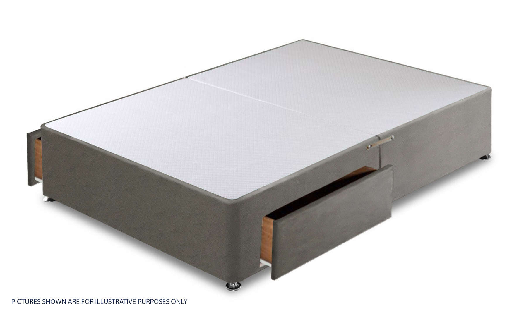 Apollo 5ft Velvet Light Grey 2 Drawer Divan Base | Buy Online | Beds.ie