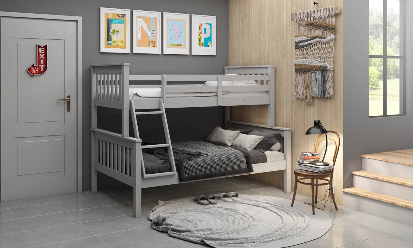 Athens Triple Bunk Bed - Grey - Image 2