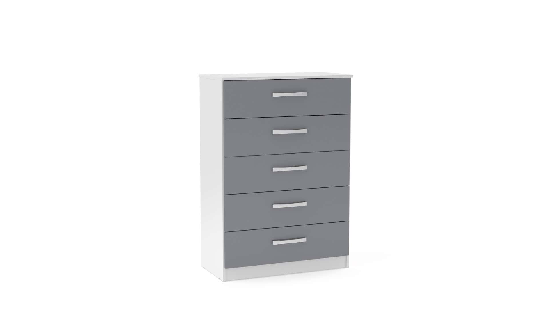 Lynx 5 Drawer Chest - White & Grey | Buy Online | Beds.ie