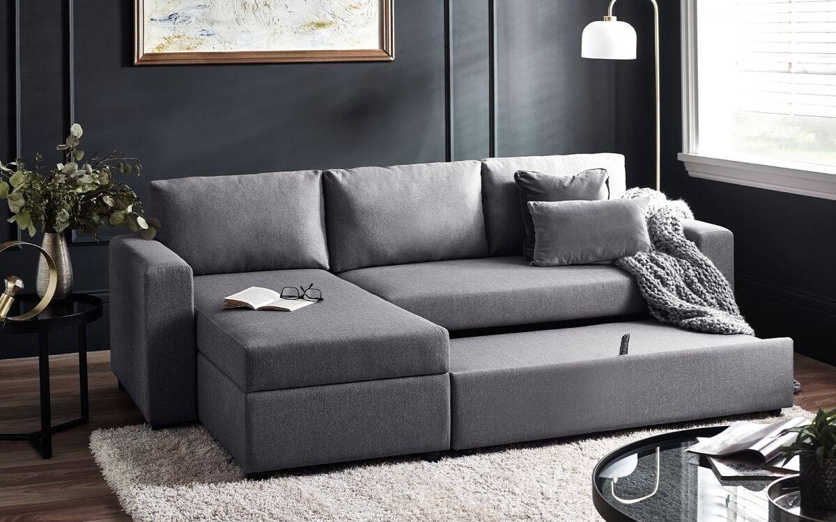 Angelica Sofa Bed with Storage - Grey Linen - Image 2