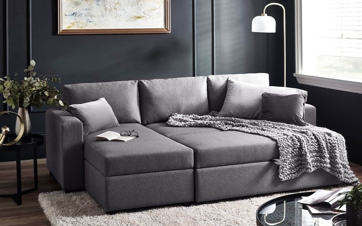 Angelica Sofa Bed with Storage - Grey Linen - Image 3
