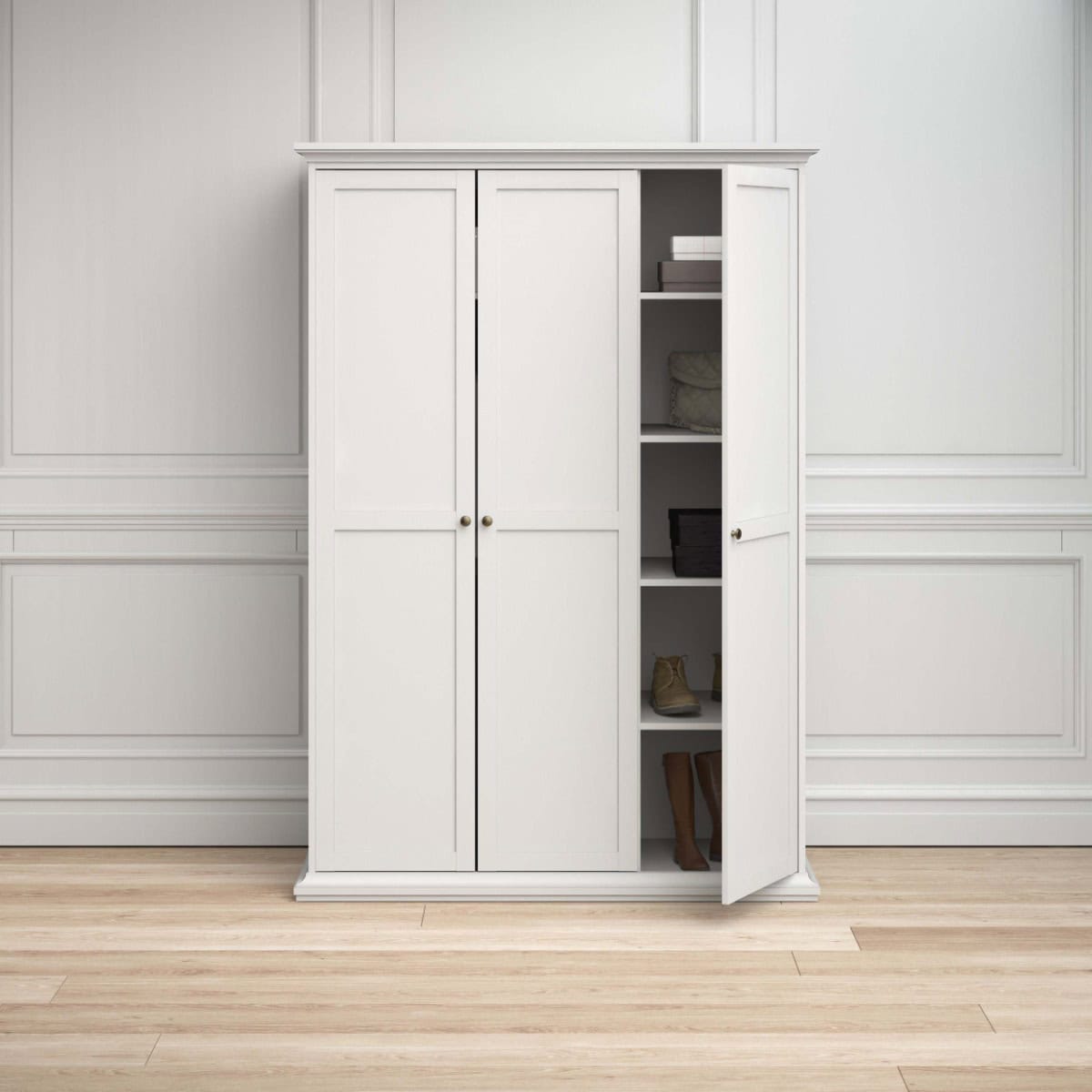 Paris 3 Door Wardrobe - White - Image 2
