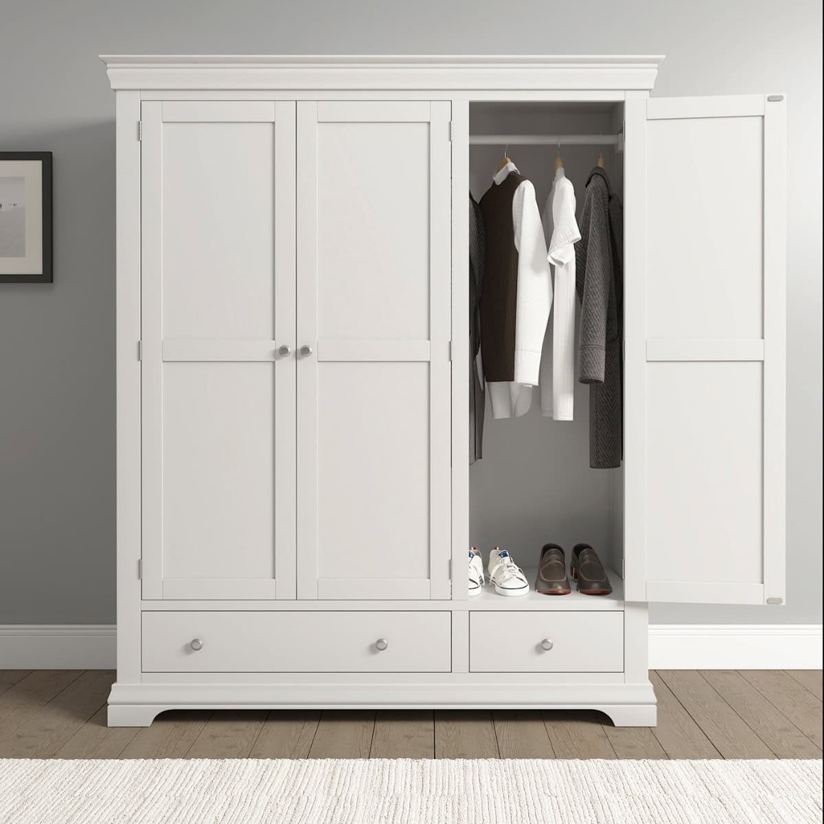 Bordeaux 3 Door Wardrobe - Ivory - Image 4