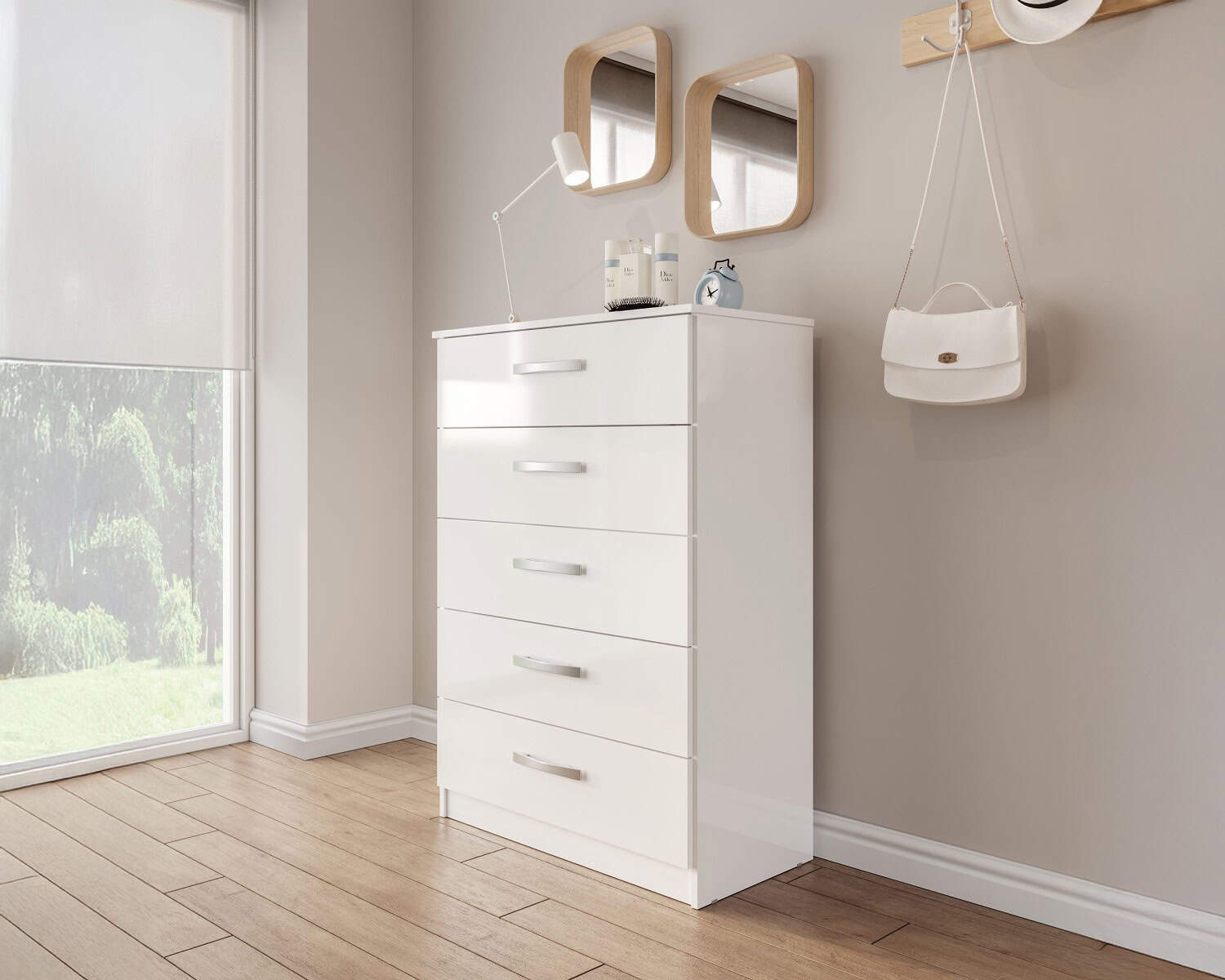 Lynx 5 Drawer Chest - White - Image 3